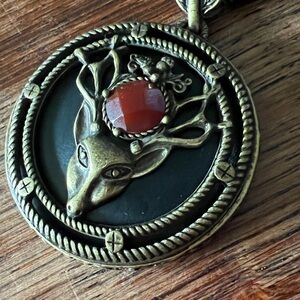 Lucky Brand Gold-Tone Deer Pendant Necklace with  Stone